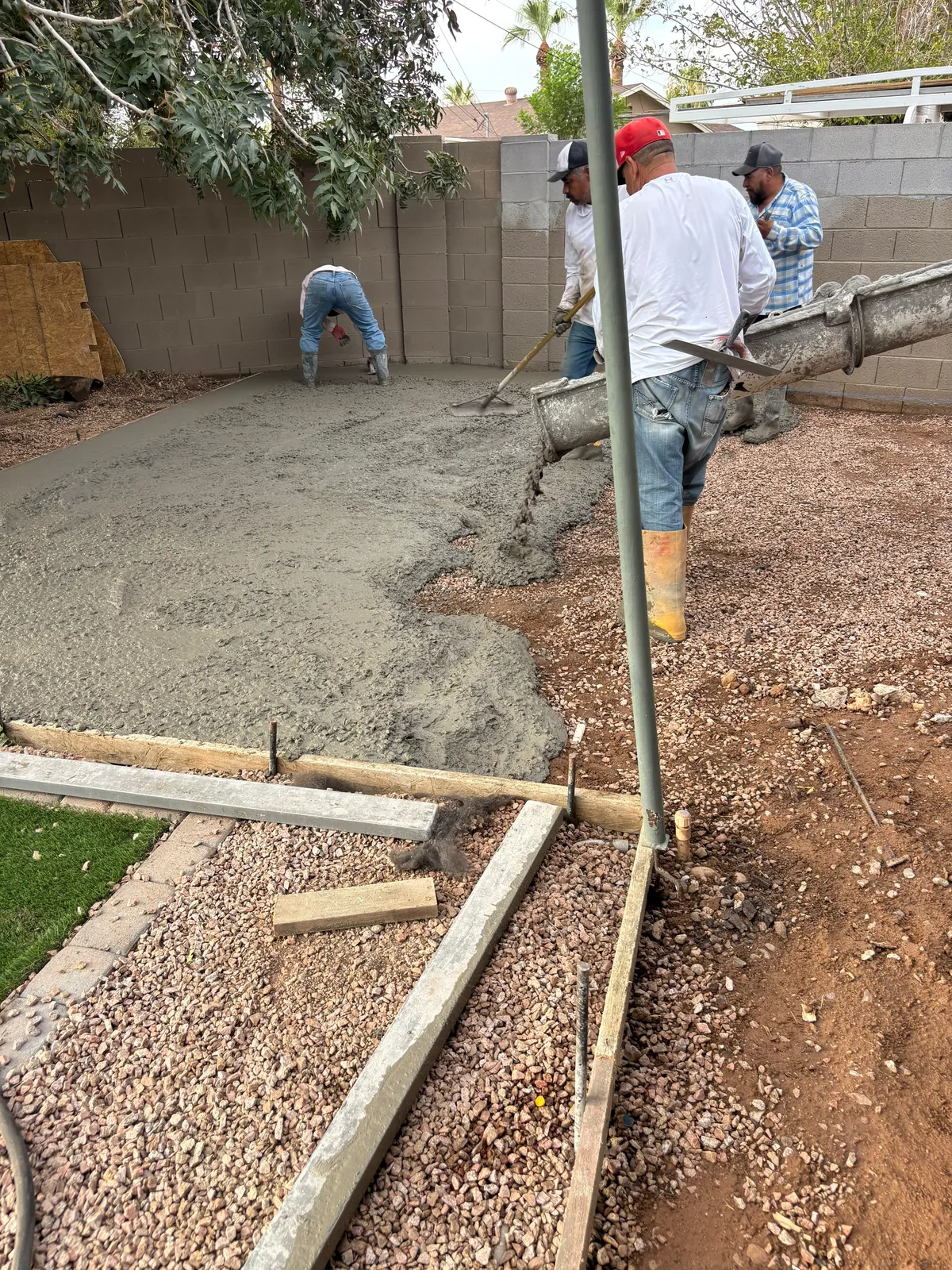 FECS crew placing and finishing fresh concrete
