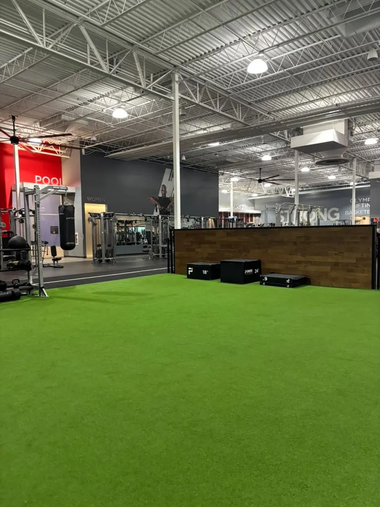 Artificial turf installed inside a gym